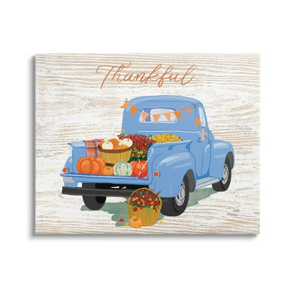 Thankful Farmhouse Harvest Truckload Holiday Graphic Art Gallery Wrapped Canvas Print Wall Art