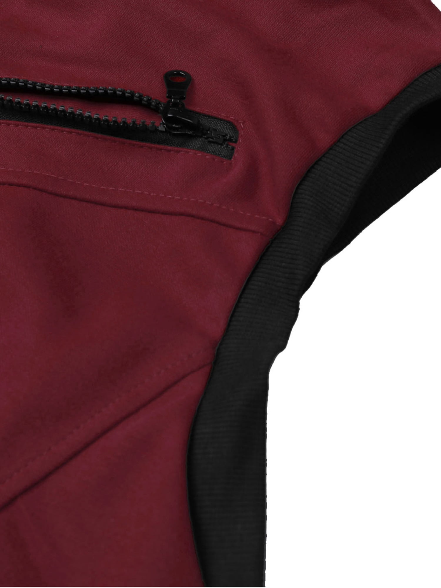 Unique Bargains Men's Sleeveless Zip Up Drawstring Hooded Vest 50 Burgundy