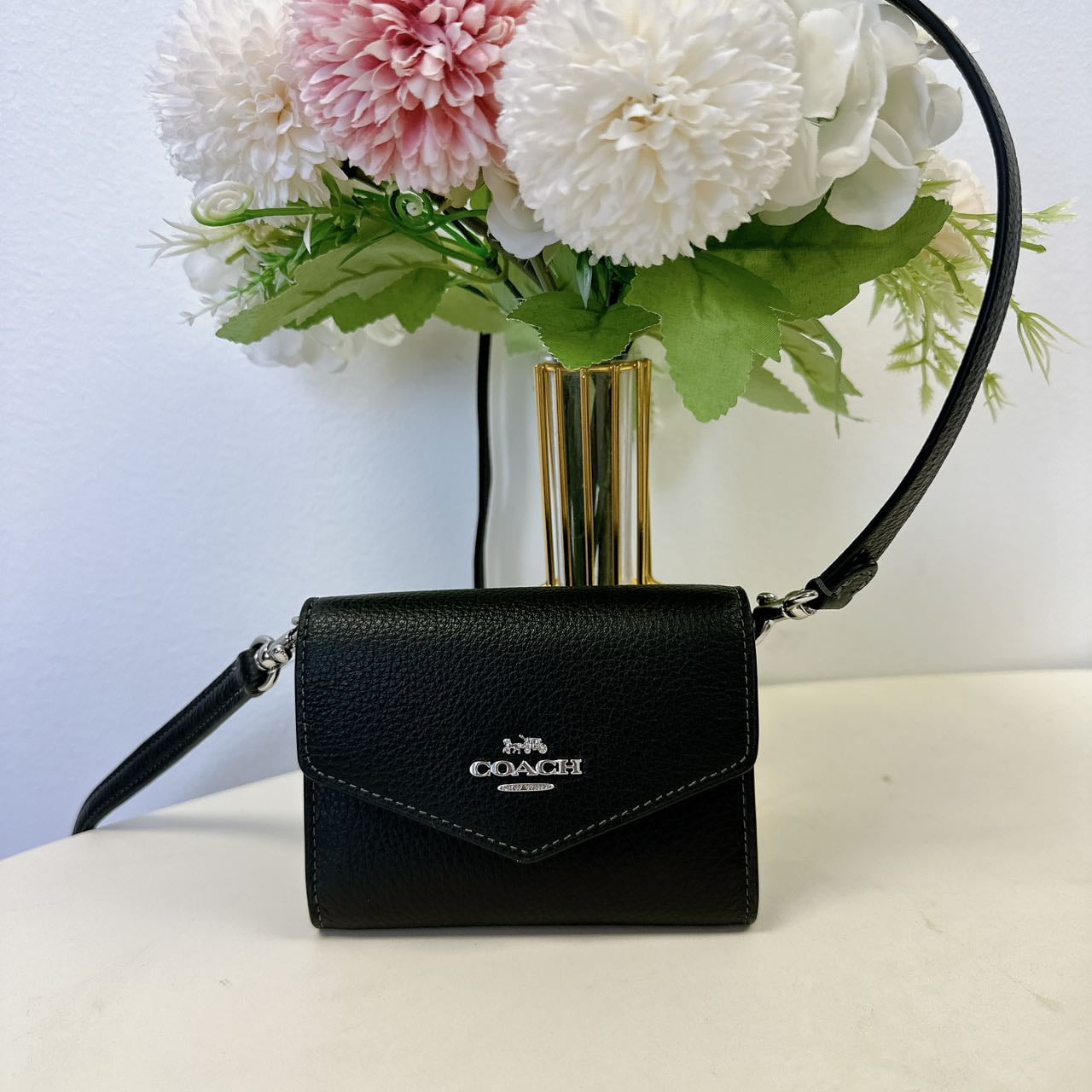 COACH 73738-V5CRR Smooth Leather Slim Accordion Zip Carnation