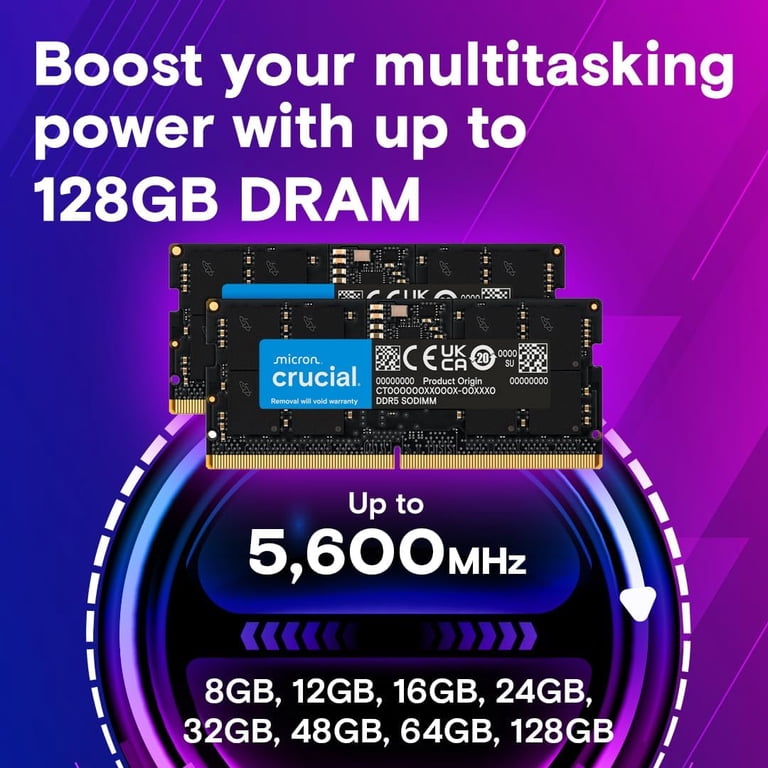 Crucial 32GB DDR5 4800 (PC4 38400) SO-DIMM Laptop RAM Stick Model