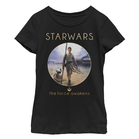 Girl's Star Wars The Force Awakens Rey and BB-8 Adventure Graphic Tee Black X Large