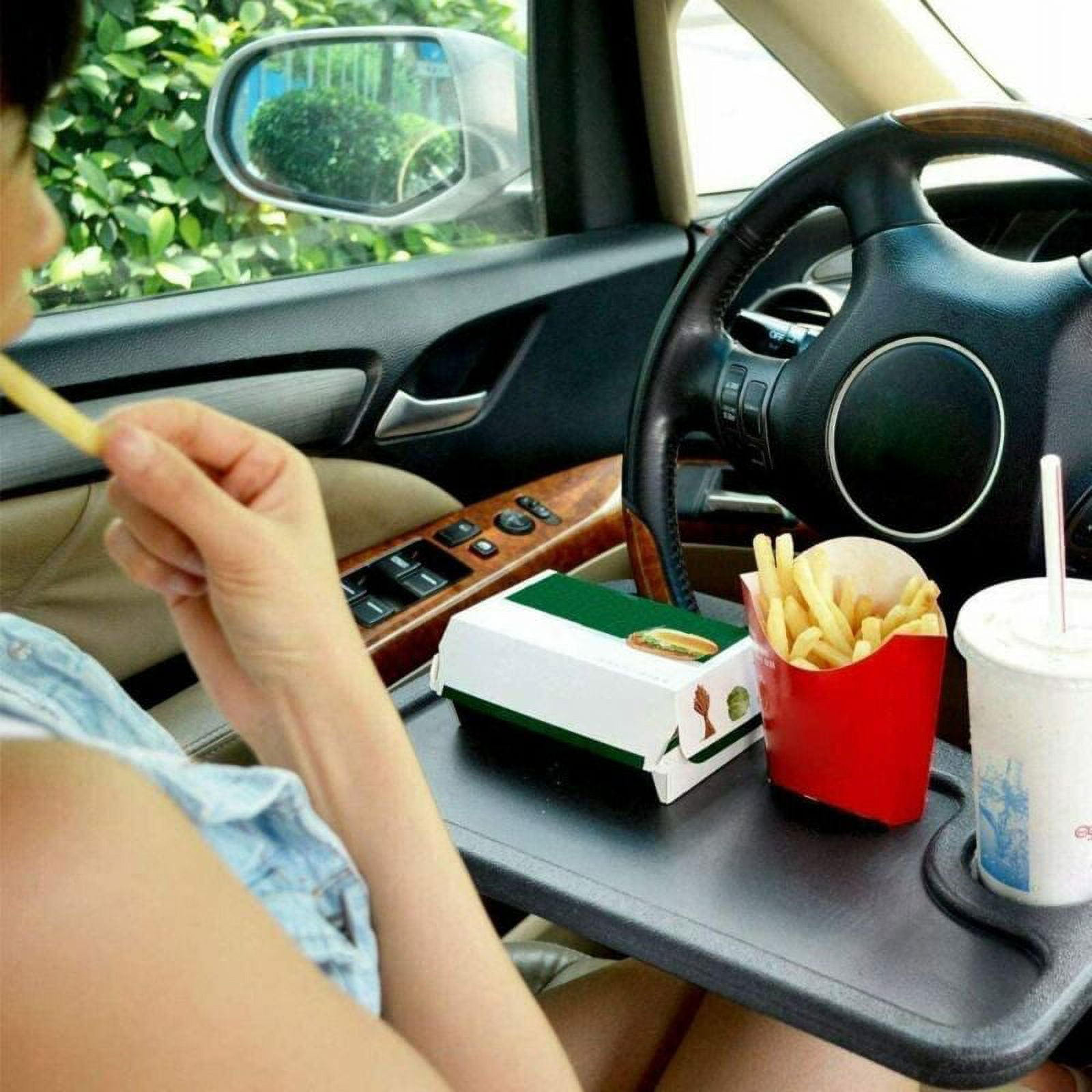 AMERTEER Steering Wheel Tray for Laptop & Food Car Tray for Steering Wheel Car Trays for Eating, Car Food Trays for Adults Laptop Car Desk Car Seat Travel Tray Table for Driver