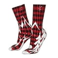 thumbnail image 5 of Xecao Christmas Buffalo Plaid Print Fashion No Heel Casual Crew Socks Cushioned Breathable for Men Women - Moisture wicking,Not easy to fade Suitable for daily, 5 of 7