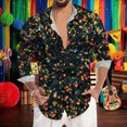 thumbnail image 2 of Mens Shirts Long Sleeve Button Down Casual Carnival Top Glitter Sequin Print Party Festival Celebration Comfortable Shirt for Men Black L, 2 of 5
