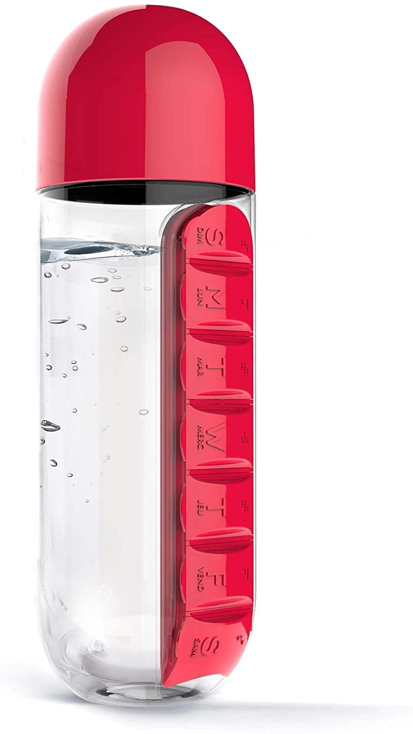 Water Bottle with Pill Holder, Portable Inserted Pill Case Bottle