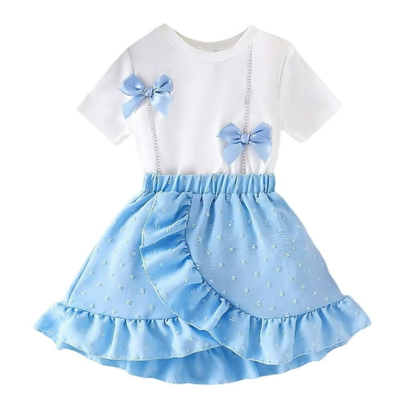 Huanglei Baby Girls Spring And Autumn Long Sleeve Heart Blouse   Bow Skirt Two Piece Set