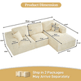 thumbnail image 3 of Wiilayok 108" Cloud Sectional Couch with L-Shape Chaise,Modern Modular Sofa with Deep Seat, Comfy Boneless Upholstered Couches for Living Room Bedroom,Beige White (Plush Corduroy Fabric), 3 of 10