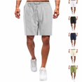 thumbnail image 6 of AKOEE Cotton Linen Shorts for Men Summer Plain Drawstring Elastic Waist Casual 7 Inch Shorts Loose Short Pant (Large, Gray), 6 of 6