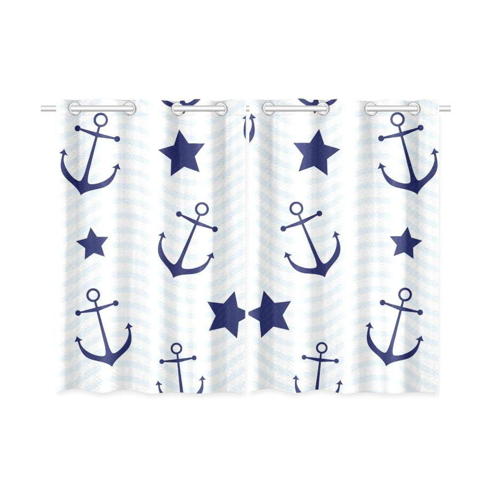 CADecor Nautical Window Kitchen Curtain, Anchor Star Window Treatment