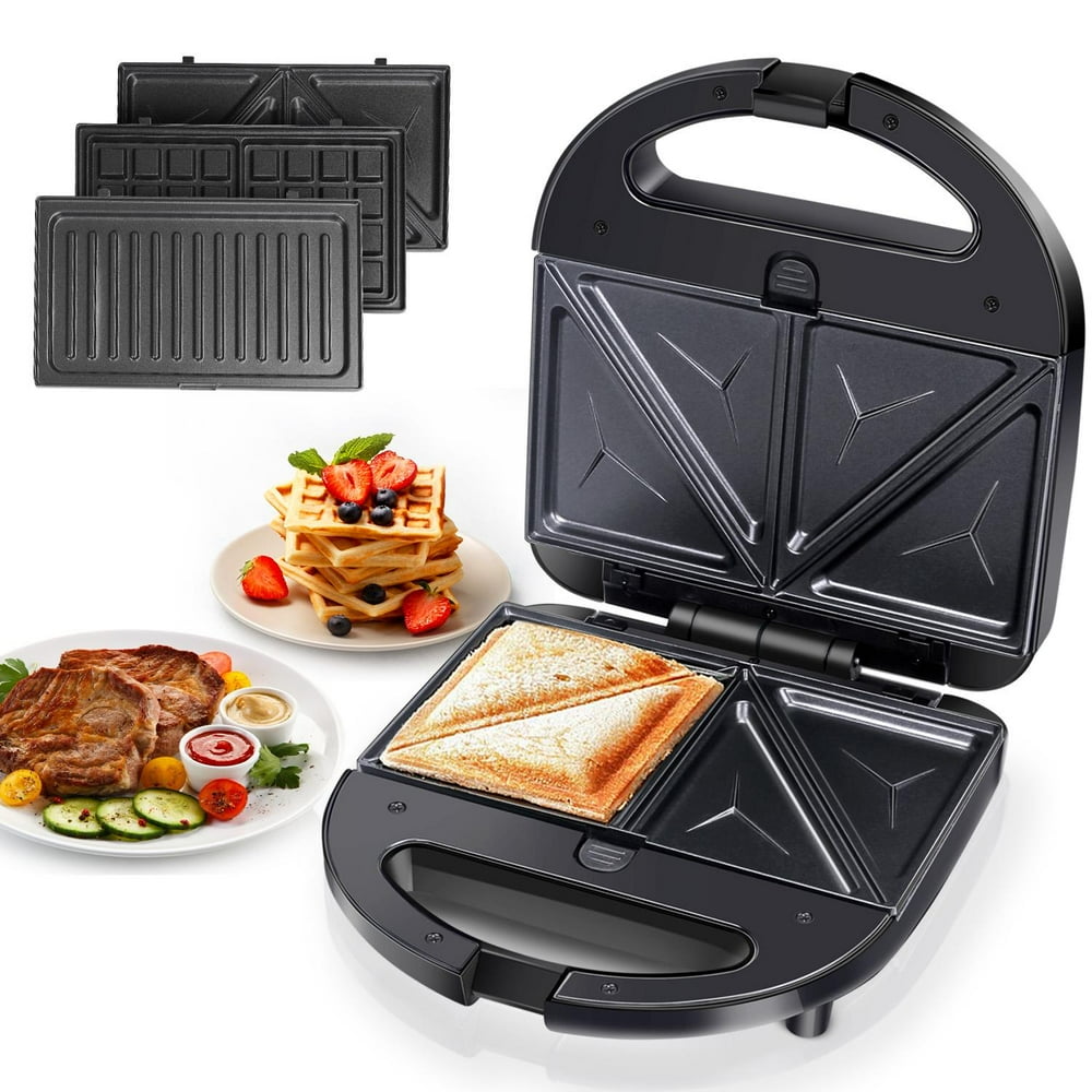 Aigostar 3in1 Grilled Cheese Sandwich Maker Waffle Iron with Removable Plates