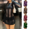 thumbnail image 2 of Tight Dress Sexy Multifunctional Slim Hollow Open Back Knitted Hip Dress for Travel, 2 of 7