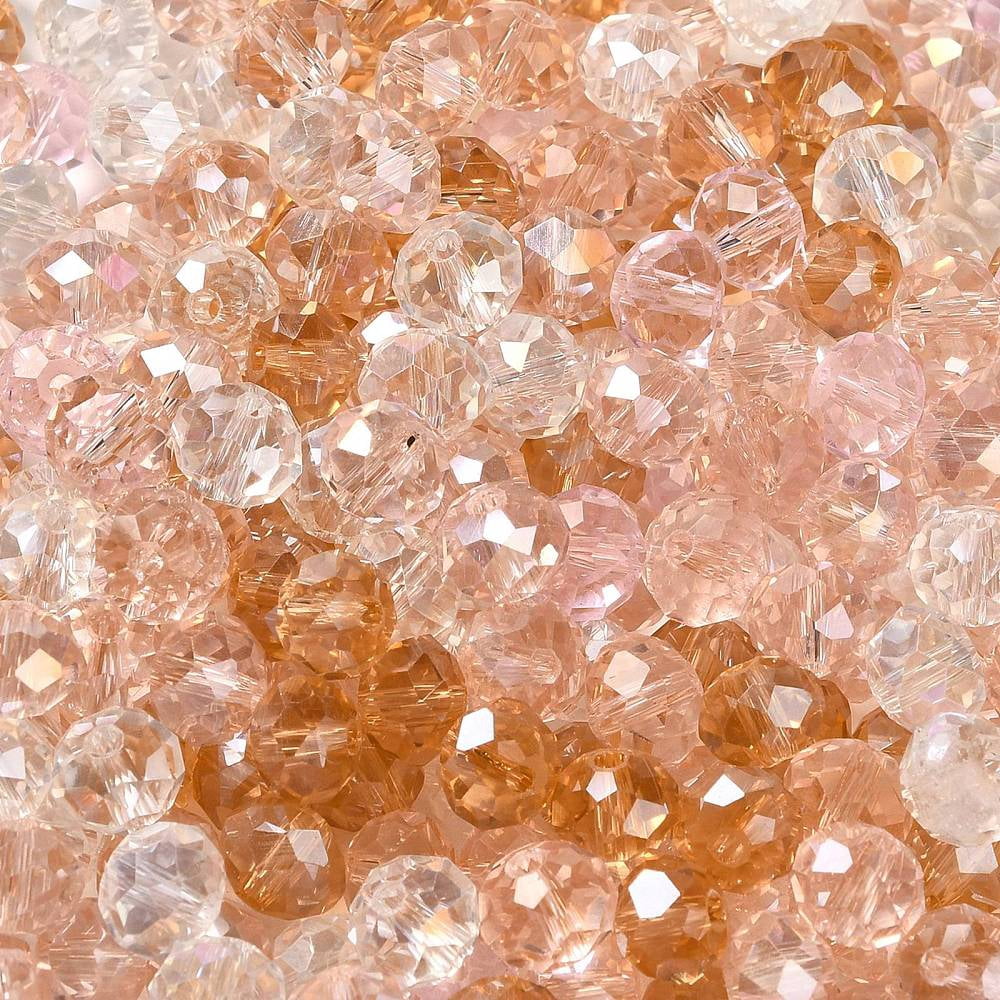 500gs Glass Beads Faceted Rondelle Pearl Pink 8x6mm Hole: 1mm about 1210pcs/500g