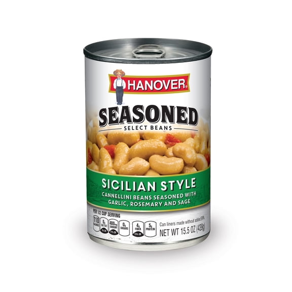 Hanover Seasoned Select Sicilian Style Cannellini Beans, 15.5 oz Can – Garlic, Rosemary and Sage Italian Side