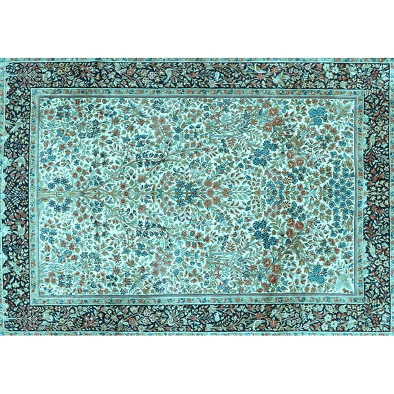 Ahgly Company Indoor Rectangle Persian Light Blue Traditional Area Rugs, 7' x 9'
