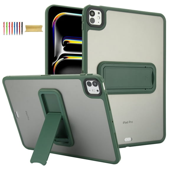 Shockproof Case for Apple iPad Pro 11 Inch 2024, Kickstand Slim Fit Rugged Bumper Lightweight Anti-Scratch Bumper Case Cover for iPad Pro 11 " M4 2024, Green
