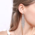 thumbnail image 3 of FOCALOOK Long Crystal Tassel Earrings for Women Bridal Dangling Silver Rhinestones Sparkly Earrings for Party Prom, 3 of 13