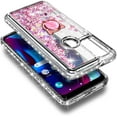 thumbnail image 4 of Nagebee Phone Case Compatible for Motorola Moto G Play (2023) with Tempered Glass Screen Protector, Sparkle Glitter Flowing Liquid Waterfall [Ring Holder & Wrist Strap] Women Girls Case (Rose Gold), 4 of 6