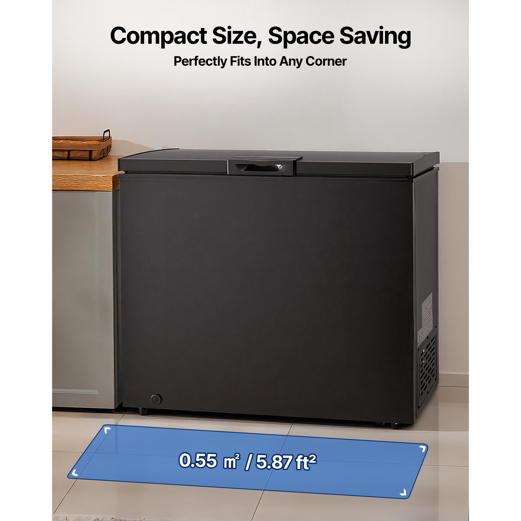 KFFKFF 6.7 Cu.ft Chest Freezer, Compact Deep Freezer with Top-Opening Door, Includes 2 Removable Baskets, Adjustable Temperature Control, Energy Efficient, Quiet Operation, Suitable for Garage Use