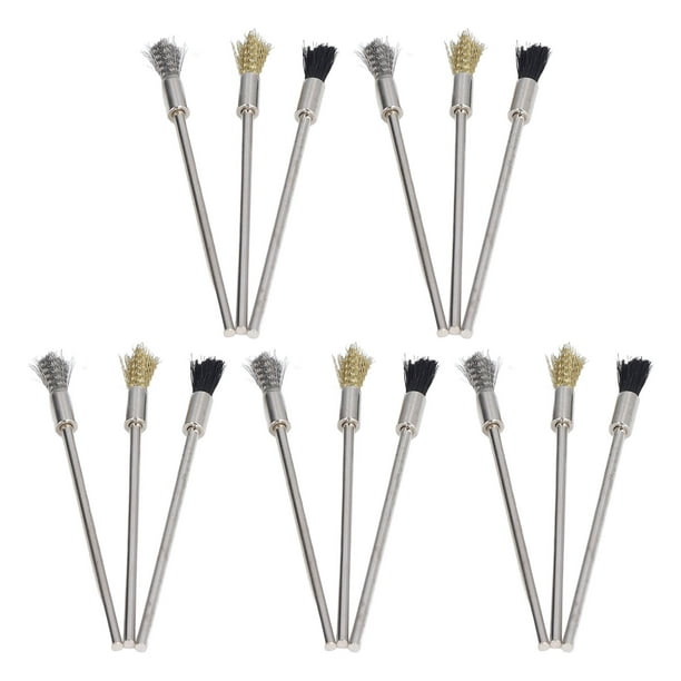 Steel Nylon Brass Pen Brush,15Pcs/Set Steel Nylon Brass Wire Brush
