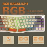 AKS068 65% Wired Mechanical Gaming Keyboard with Coiled Cable, 68-Key Alice-Layout Mechanical Keyboard, RGB Hot Swappable Red Switches VIA/QMK Programmable Knob Gasket Mount for Win/Mac (Grey)