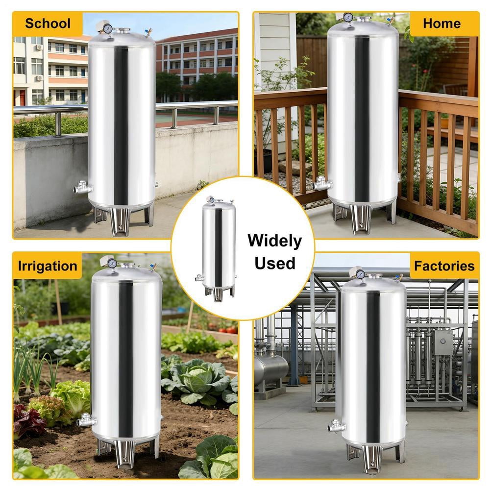 100L/26.4gal Pressure Tank for Well Pump, Fully Automatic Well Pressure Tank Stainless Steel Water Pressures Tanks W/Mounting Kit for Wells Pump/Water System, Agricultural Waters, Residential