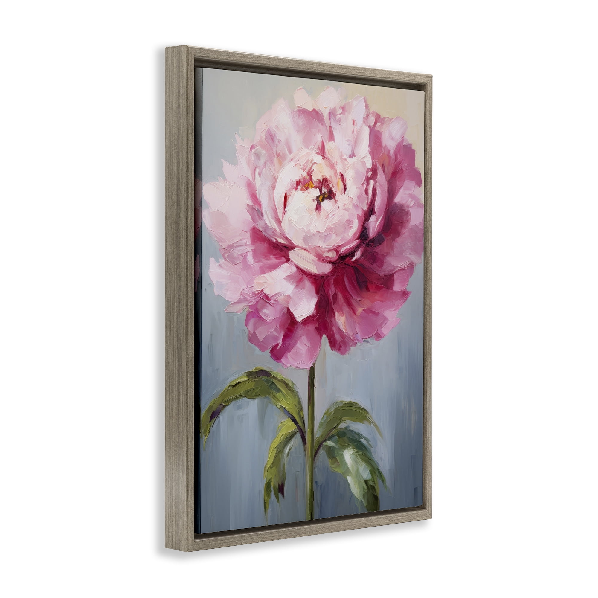 Stupell Industries Blush Pink Carnation Botanical & Floral Painting Brown Floater Framed Art Print Wall Art, 21 x 31