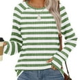 thumbnail image 5 of Kaemgyyd Women Striped Long Sleeve Sweater Causal Oversized Knit Pullover Tops Loose Crewneck Ribbed Fall Clothing with Thumb Hole, 5 of 6