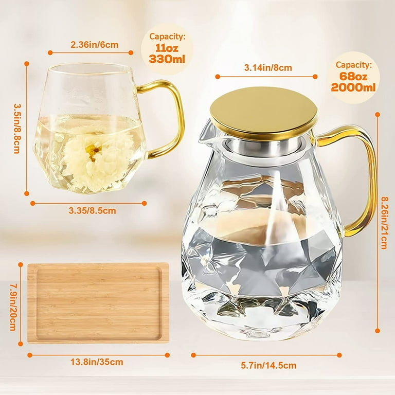 Color Heat Resistant Glass Water Drinking Jug Carafe with Cup Sets and  Stainless Steel Lid - China Glassware and Water Jug price