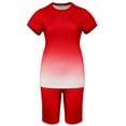 thumbnail image 2 of Innerwin Sweatsuits Solid Color Women Jogger Set Running Short Sleeve Loose Two Piece Outfit Red XXL, 2 of 5