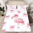 thumbnail image 2 of Erosebridal Pink Bow-Tie Bed Sheets Set Twin Size, Flamingo Bed Sheets Twin, Cartoon Wildlife Decor, 2 of 7