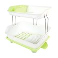 thumbnail image 4 of Double Tier Dish Drying Rack with Rotatable Drainer Tray (Green), 4 of 4