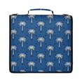 thumbnail image 2 of Navy Whitepalm Printed Zipper Binder with Handle&Shoulder Strap 2 inch 3 Ring 500+300 Sheet Capacity File Folder Organizer, 2 of 8