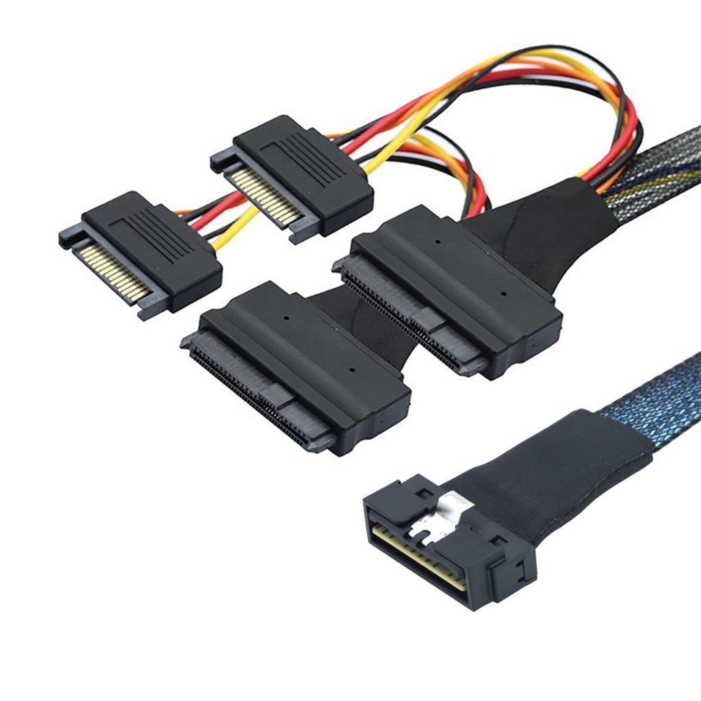 SFF 8654 8I to 2x SFF 8639 Adapter with 15P SATAs Power NVME PCIe SSDs Cable for Stable Data Transfer