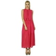 thumbnail image 3 of Bimba Women Long Pink Georgette Maxi Half Lined Sheer Dress Boho Chic Clothing, 3 of 6