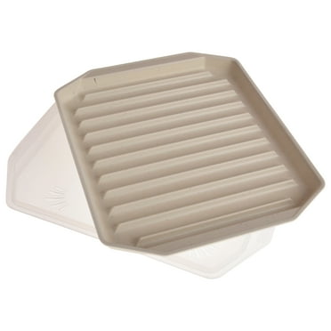 Nordic Ware Microwave Safe Covered Plastic Bacon Rack with Lid,  White, 2 Pieces