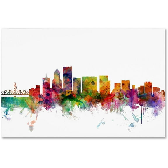 Trademark Fine Art Michael Tompsett Portland Oregon Skyline Canvas Wall Art - 12x19