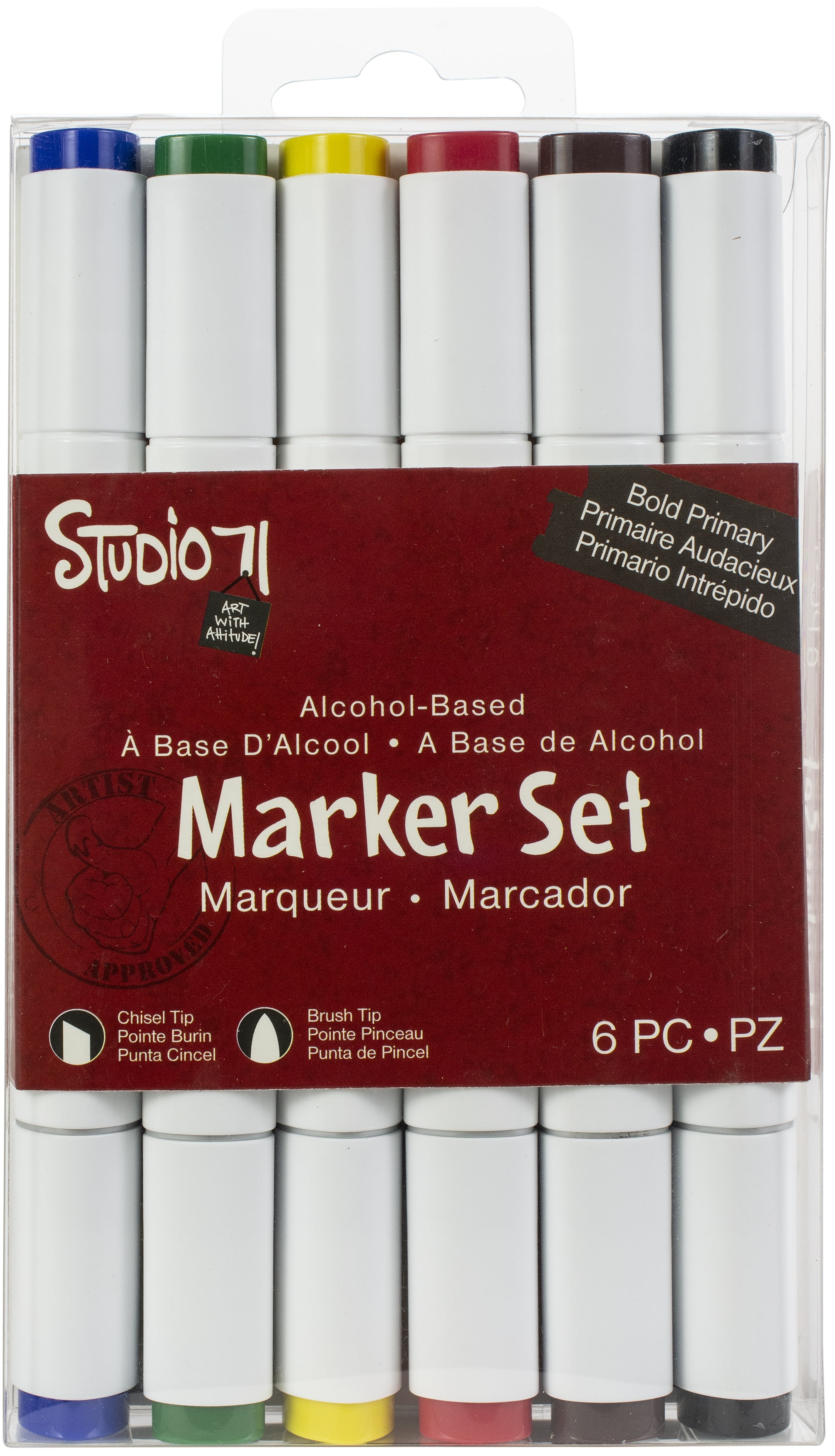 Studio 71 Alcohol Ink Dual Tip Marker Set 6/PkgBold Primaries