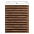 thumbnail image 3 of Modway Render 18" Modern Wood Wall-Mount Bathroom Vanity in Walnut/White, 3 of 9