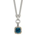 thumbnail image 3 of Sterling Silver Two Tone Silver And Gold Plated Sterling Silver w/London Blue Topaz & Diamond 1in. Ext. Necklace, 3 of 5