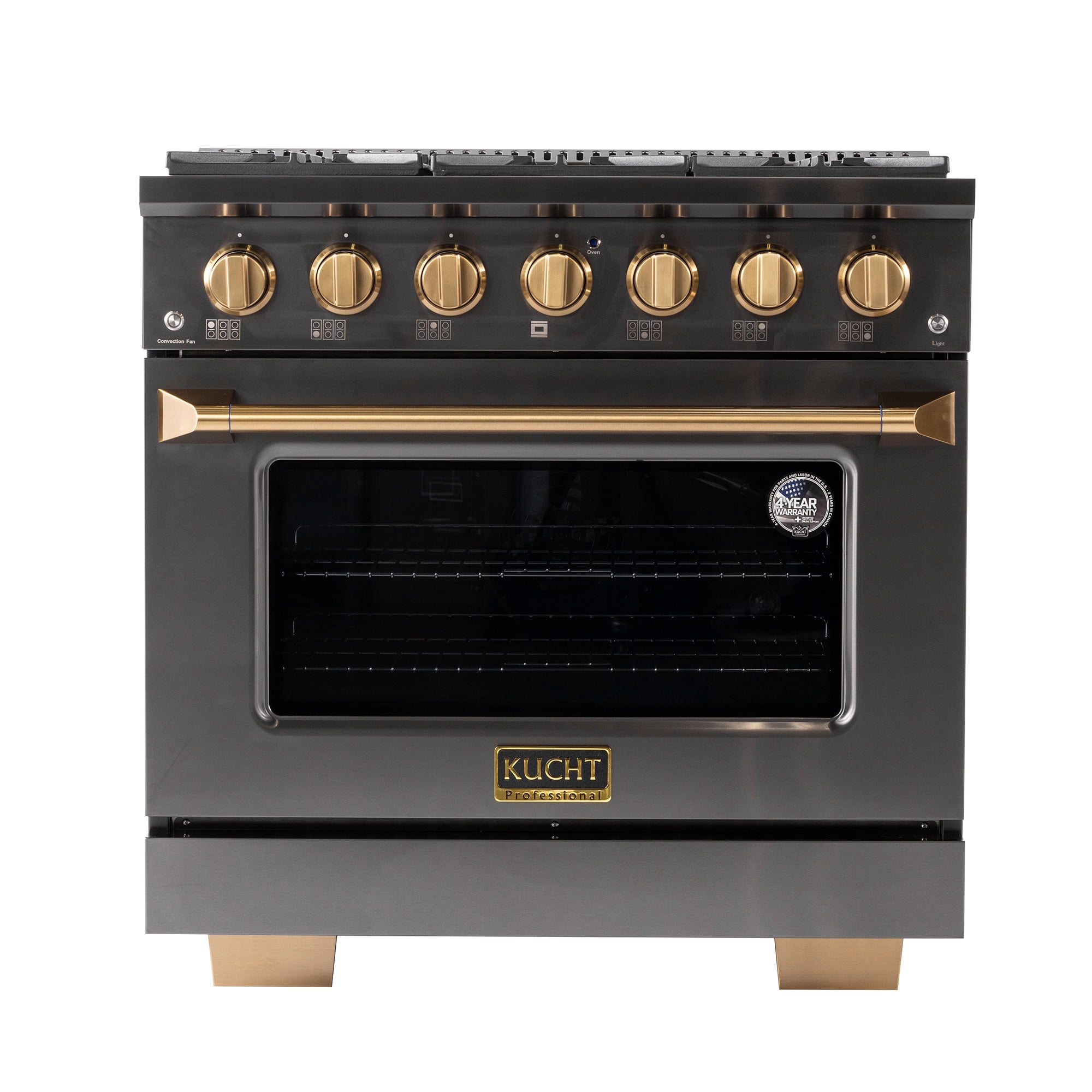 36 in. 5.2 cu. ft. Dual Fuel Range for Propane Gas in Titanium Stainless Steel