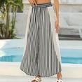 thumbnail image 5 of Sewkxo Womens Summer Palazzo Pants Casual Loose Striped Wide Leg Pants Elastic Waist Lounge Trousers,Black 2XL, 5 of 6