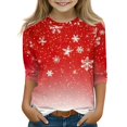 thumbnail image 2 of LTTVQM Girls 3/4 Sleeve Tops for Girls Christmas 2026 Fall Winter Fashion Boat Crew Neck Trendy Work Dressy Casual T Shirt Blouses 4-11 Years, 2 of 5