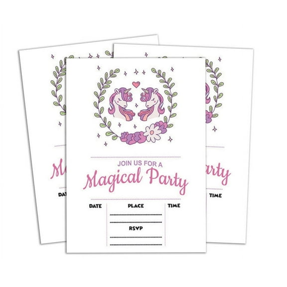 Darling Souvenir White Birthday Invitation Card Printable Fill or Write In Blank Invites Party Supplies Pack Of 28 5 x 7 Inches