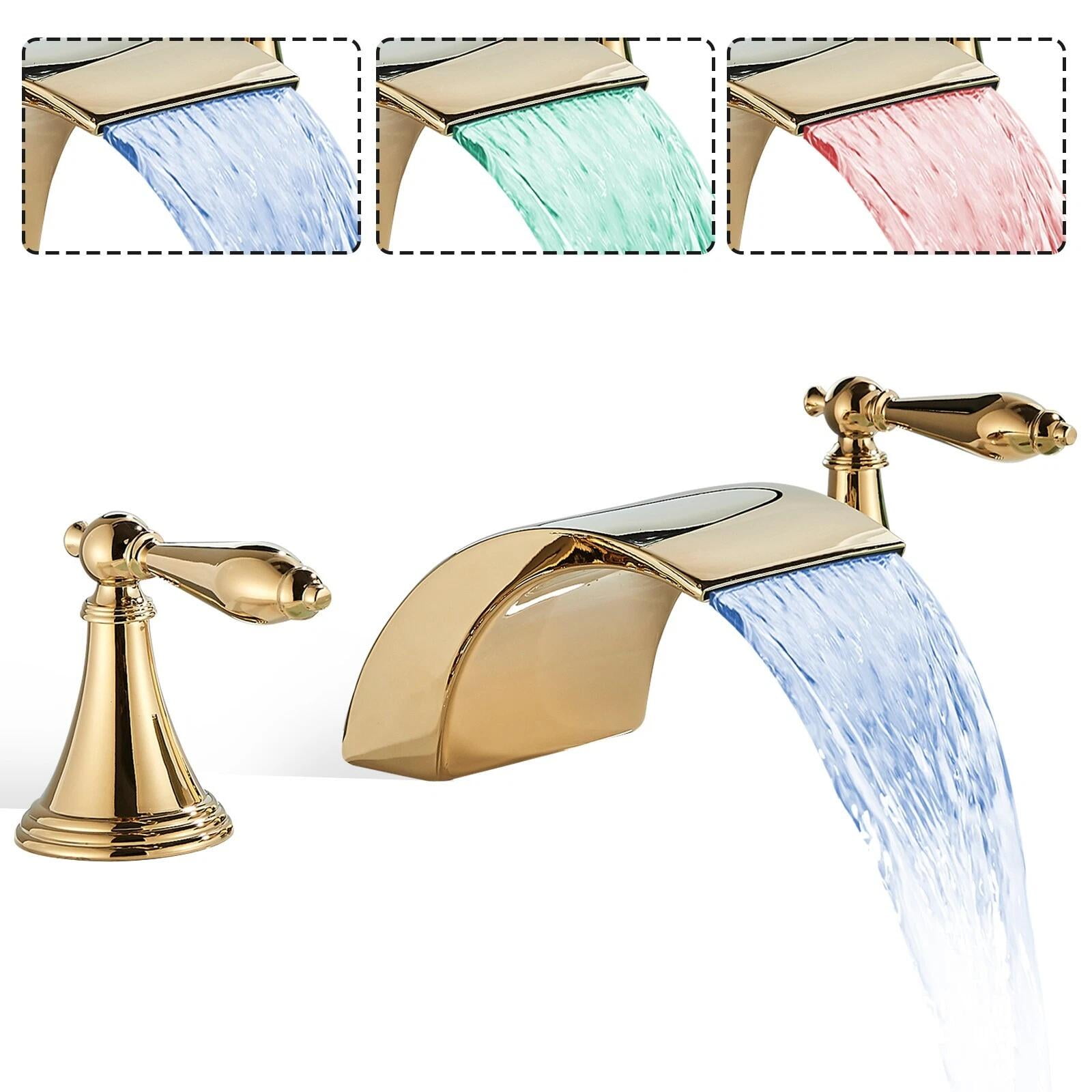 Gold 8" Widespread Bathroom Sink Faucet 3 Holes Vanity Basin Mixer Taps 2 Handle