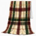 thumbnail image 2 of Burgundy And Forest Green Intersecting Plaid Bands, Soft Flannel Blanket with Traditional Tartan Plaid Print, Housewarming Gift and Home Decor for Bedroom and Living Room, 2 of 7