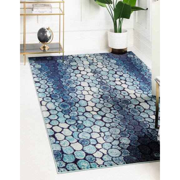 Unique Loom Mar Bella Estrella Rug Blue/Black 5' 1" x 8' Rectangle Geometric Bohemian Perfect For Living Room Bed Room Dining Room Office