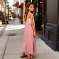 thumbnail image 4 of Edvintorg Overall Dress for Girls Square Neck Jumpers Beach Sundress with Pockets Casual A-Line Maxi Dresses Size 5-14, 4 of 8