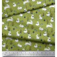 thumbnail image 3 of Soimoi Green Poly Georgette Fabric Mushroom,Oaknut & Rabbit Animal Printed Craft Fabric by The Yard 52 Inch Wide, 3 of 3