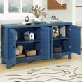 thumbnail image 4 of Atumon 4-Door Buffet Cabinet, Large Accent Cabinet, Wood Storage Cabinet with Adjustable Shelves, Heavy Duty Storage Cabinet Furniture for Kitchen Dining Room Living Room, 60"L x 15.7"W x 32"H, Blue, 4 of 10