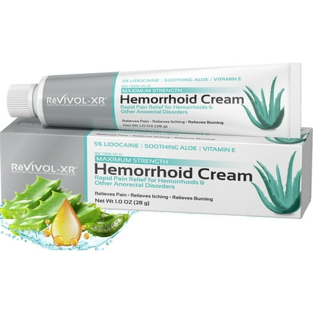 Hemorrhoid Numbing Cream 5% Lidocaine (Maximum Strength) + Soothing Aloe Vera Vitamin E Hemorrhoids Treatment for Rapid Itch, Burn & Pain Relief. USA Made.